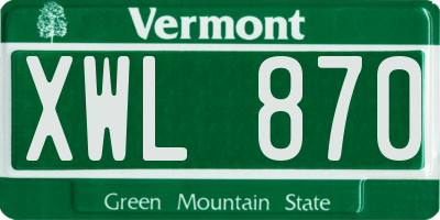 VT license plate XWL870