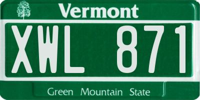 VT license plate XWL871