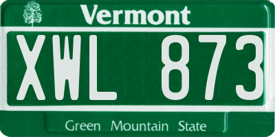 VT license plate XWL873