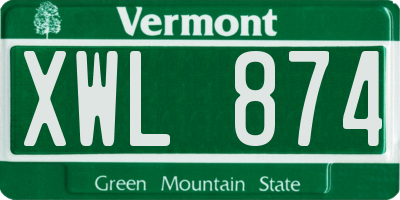 VT license plate XWL874