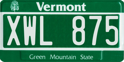 VT license plate XWL875