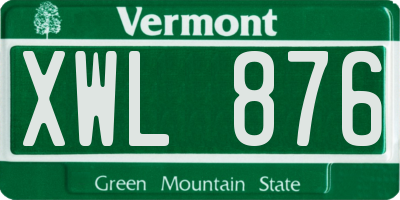 VT license plate XWL876