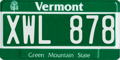 VT license plate XWL878