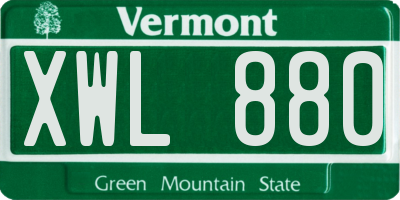 VT license plate XWL880