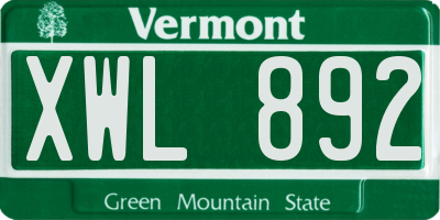 VT license plate XWL892