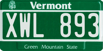 VT license plate XWL893