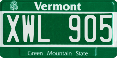 VT license plate XWL905