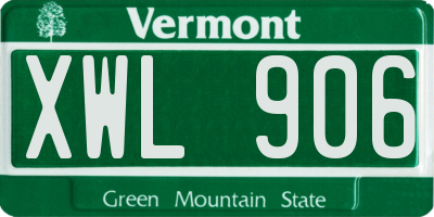 VT license plate XWL906