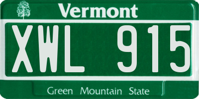 VT license plate XWL915