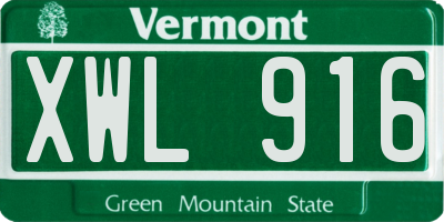 VT license plate XWL916