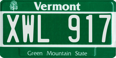 VT license plate XWL917
