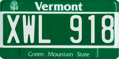 VT license plate XWL918