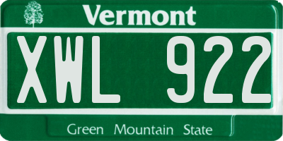 VT license plate XWL922