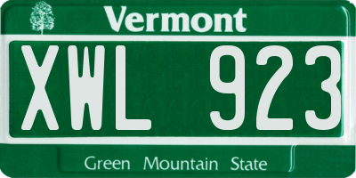 VT license plate XWL923