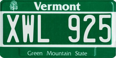 VT license plate XWL925