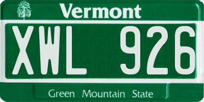 VT license plate XWL926