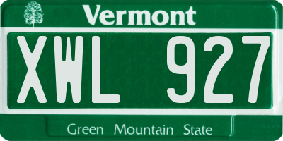 VT license plate XWL927