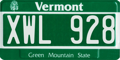VT license plate XWL928