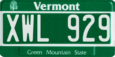 VT license plate XWL929