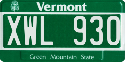 VT license plate XWL930