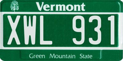VT license plate XWL931