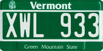 VT license plate XWL933