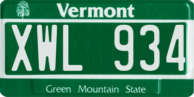 VT license plate XWL934