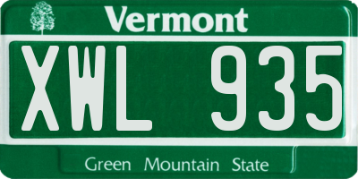 VT license plate XWL935