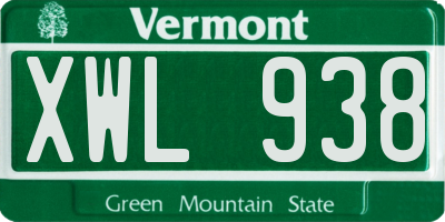VT license plate XWL938