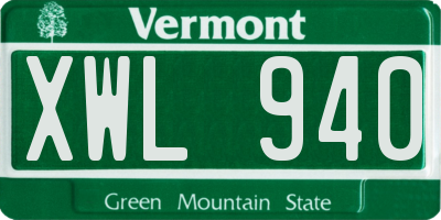 VT license plate XWL940