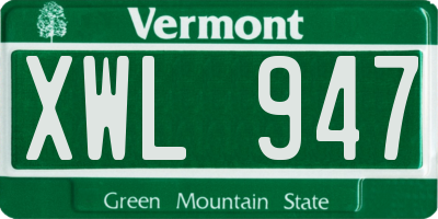 VT license plate XWL947