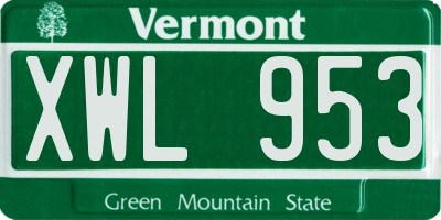 VT license plate XWL953