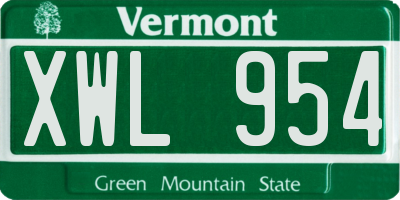 VT license plate XWL954