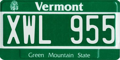 VT license plate XWL955