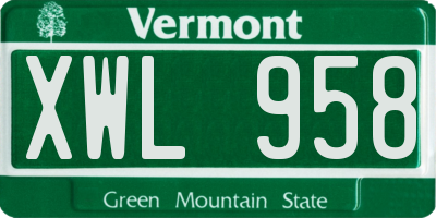 VT license plate XWL958