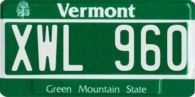 VT license plate XWL960