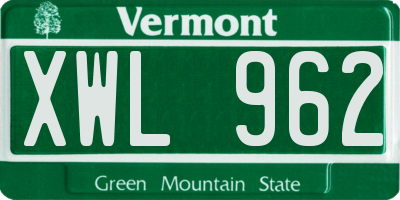 VT license plate XWL962