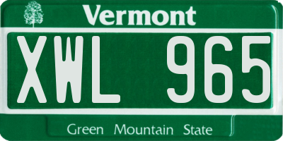 VT license plate XWL965