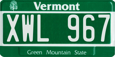 VT license plate XWL967