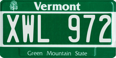 VT license plate XWL972