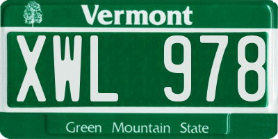 VT license plate XWL978