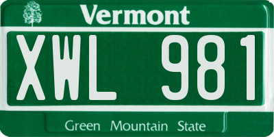 VT license plate XWL981