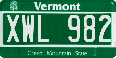 VT license plate XWL982