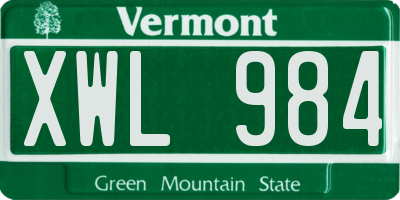 VT license plate XWL984