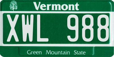 VT license plate XWL988