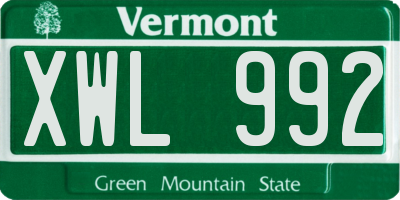 VT license plate XWL992