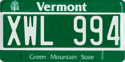 VT license plate XWL994