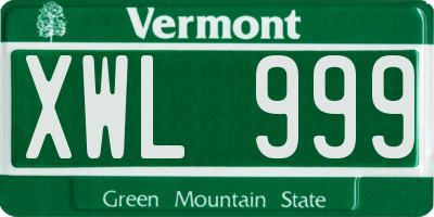 VT license plate XWL999
