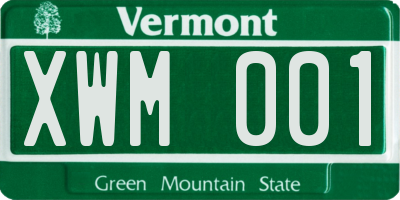 VT license plate XWM001