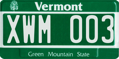 VT license plate XWM003